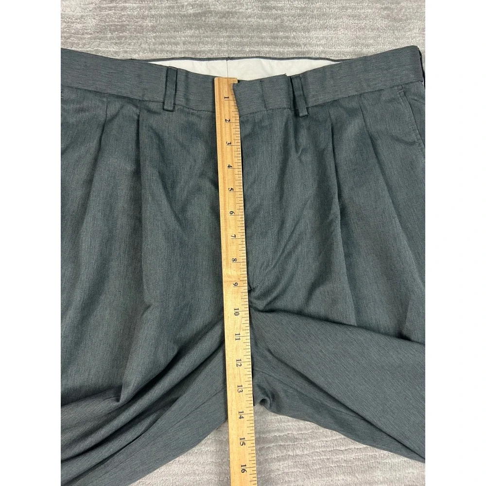 Farah Dress Pants Mens 36x32 Gray Double Pleated Cuffed Straight Leg Trousers